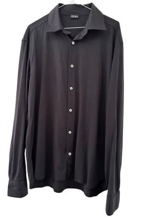 Ermenegildo Zegna Zegna Dark Navy Cotton Shirt Size L