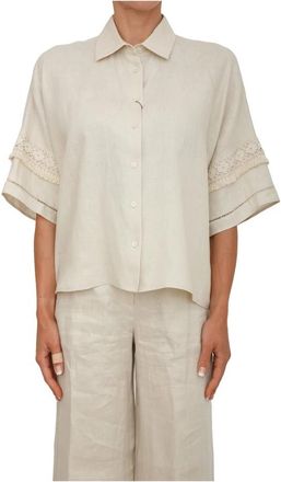 Max Mara Camicia - Dames - Overhemden - Wit - XS - Linnen - Overhemden