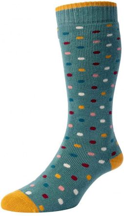 Hj Hall 1 Pair HJ Spot Welly Socks HJ601 Light Teal 4-7