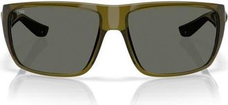 Costa 64mm Polarized Rectangular Sunglasses in Seagrass /Gray at Nordstrom