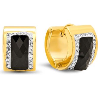 Steeltime 18k Gold Plated Crystal Huggie Hoop Earrings at Nordstrom Rack