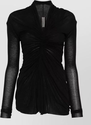 Rick Owens silk-blend draped v-neck long-sleeve blouse