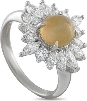 Luxury Bazaar Platinum 1.0ct Diamond and Cats Eye Ring MF09-122925