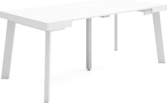 Skraut Home Mesa Consola Extensible, Mesa Comedor Plegable, 180, Para 8 Comensales, Patas De Madera, Estilo Moderno, Blanco - Skraut Home