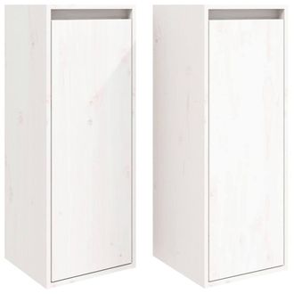 Berkfield Home Wall Cabinets 2 pcs White 30x30x80 cm Solid Wood Pine | Size: 30 x 30 x 80 cm