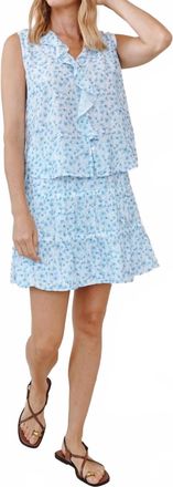 Bella Dahl Sleeveless Ruffle Top In Blue Ditsy Flrl Prnt