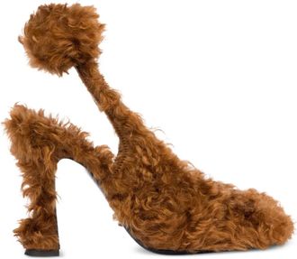 Moschino shearling pumps - women - Calf Leather/Goat Skin/Cotton/Mohair - 38 - Brown