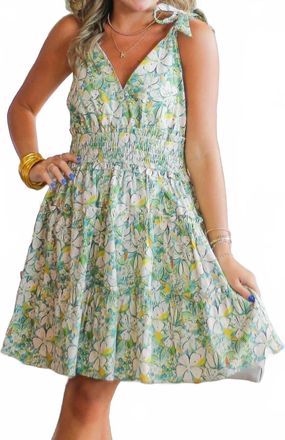 Pinch Design Floral Print Sleeveless Mini Dress In Green Multi