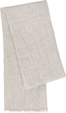 Brunello Cucinelli Striped Metallic Linen-blend Scarf - Beige - One Size