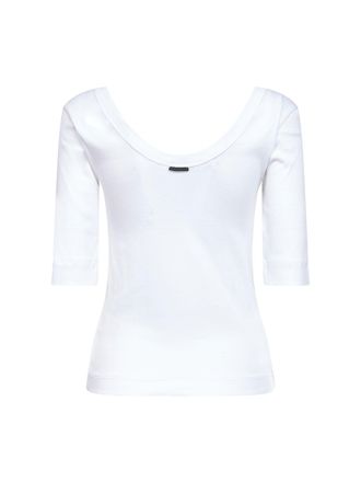 Brunello Cucinelli Womens T-Shirt Ribbed Stretch Jersey White Cotton T-Shirts & Jerseys