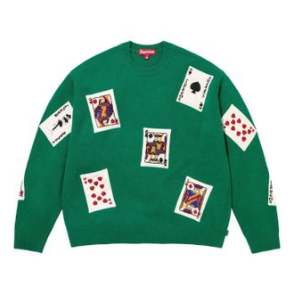 SUPREME FW25 Beaded Cards Sweater Green SUP-FW25-148-GRN