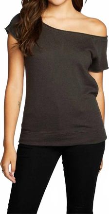 Chaser Off The Shoulder Raglan Cap Sleeve Pullover Top In Black