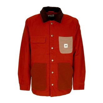 CAT Canvas Werkjas Rood Fluweel Kraag - Heren - Zomerjassen - Rood - M - Katoen - Jassen