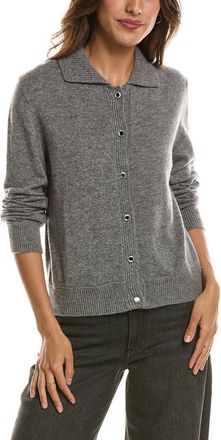 Fort&eacute; Cashmere Rib Trim Wool & Cashmere-Blend Polo Cardigan