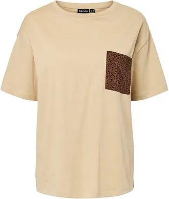 Pieces T-shirt met korte mouwen, print op de borst