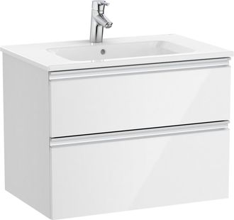 Roca Roca - Pack Unik Mueble Base De Dos Cajones + Lavabo Central The Gap Color: Blanco Brillo - Medidas: 705x460x537 Mm