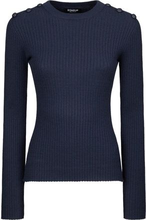 Dondup Fitted Blue Sweater With Shoulder Buttons