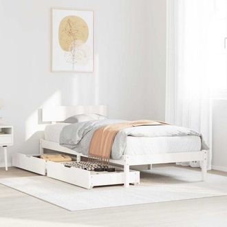 vidaXL Vidaxl - Estructura Cama Sin Colch&oacute;n Madera Maciza Pino Blanca 100x200cm