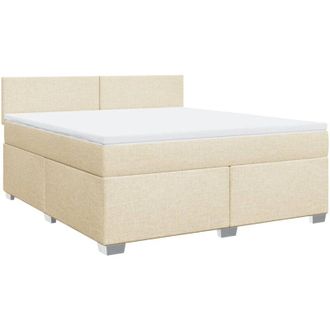 vidaXL Cama Box Spring Con Colch&oacute;n Tela Color Crema 180x200 Cm Vidaxl