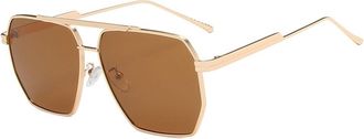 Generic Mens Metal Driving Sunglasses Outdoor Vacation Womens Driving Sun Glasses(Brown)