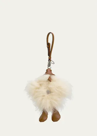 Moncler MonDuck Key Ring in Faux Fur