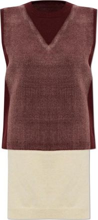Maison Margiela Woolen Vest - Dames - Ronde hals truien - Rood - M - Wol - Truien & Vesten