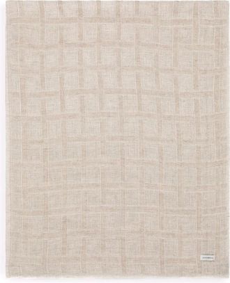 Emporio Armani Brushed Linen Scarf with Lurex - Dames - Sjaals - Beige - ONE Size - Linnen - Accessoires