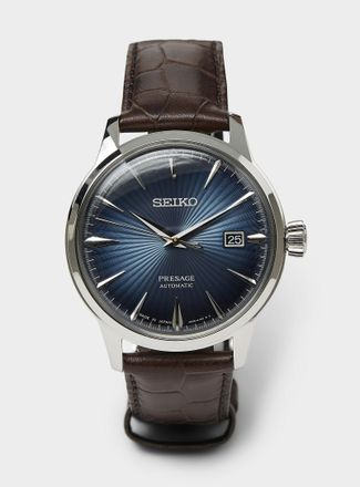 Seiko Mens Presage croc-textured leather-band watch