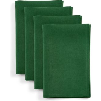 Solino Home Linen Dinner Napkins Set of 4, 20 x 20 Inch for Dining Table, Holiday and Everyday Table Decor - Fete in Pine Green at Nordstrom, Size