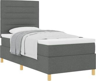 vidaXL Box Spring Bed with Mattress Dark Grey 90 x 190 cm Fabric vidaXL