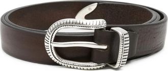 Eraldo Engraved-buckle Leather Belt