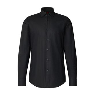 HUGO BOSS Kenno Shirt - Heren - Zakelijke Overhemden - Zwart - 2XS - Katoen - Overhemden