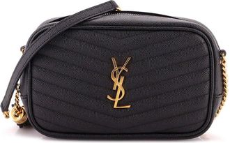 Saint Laurent Black Matelasse Chevron Leather Lou Camera Bag Mini (Authentic Pre-Loved)