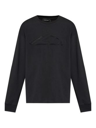 Dsquared2 logo-embellished long-sleeve T-shirt - men - Cotton - XXXL - Black