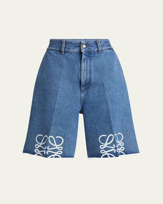 Loewe Anagram Long Denim Shorts