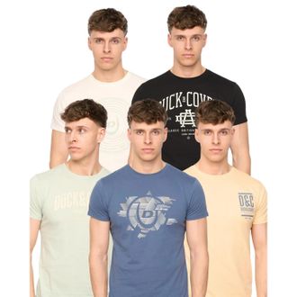 Duck and Cover Heren Haltecks Assortiment T-shirt (Verpakking van 5) (Multikleurig)