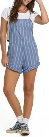 Billabong Wild Pursuit Stripe Shortalls in Blue Smoke at Nordstrom, Size X-Small