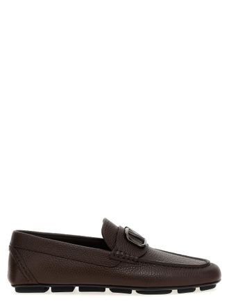 Valentino Garavani Brown Calfskin Slip-On Mens Loafers