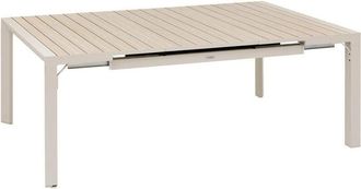 Hesperide Mesa de jardín cuadrada extensible Évasion de aluminio con tratamiento epoxi blanco y lino, capacidad para 10 personas - Hespéride