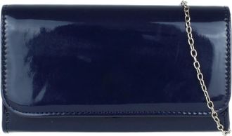 Girly HandBags Womens Plain Glossy Clutch Bag - Navy