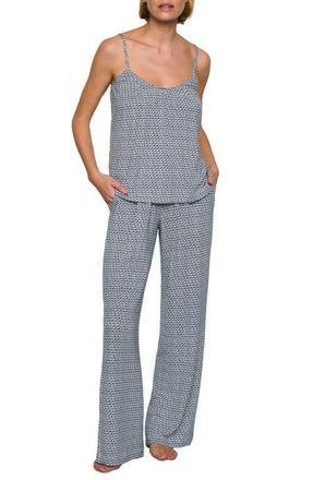 Eberjey Gisele Printed Camisole Pants Pajamas in Seashell Navy at Nordstrom, Size X-Large