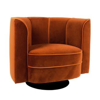 Dutchbone Sill&oacute;n de terciopelo naranja giratorio Art Dec&oacute;