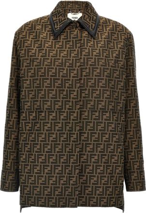 Fendi Womens Brown Polyester Leather Jacket Clothing