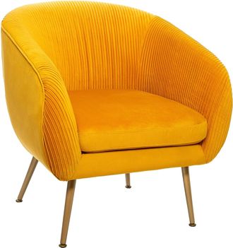 Atmosphera Atmosphera - Sill&oacute;n solaro Mostaza En Terciopelo Plisado Cr&eacute;ateur DInt&eacute;rieur