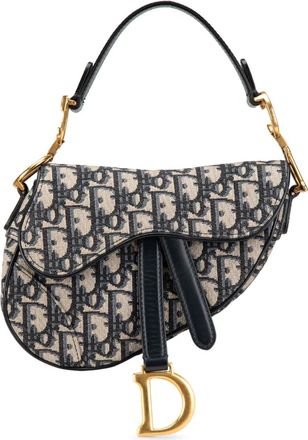 Dior Borsa a tracolla Saddle mini in tela con motivo Oblique 2019 - Blu