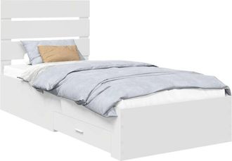 vidaXL Bed Frame White and Silver 75 x 190 cm Engineered Wood vidaXL