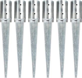 vidaXL Vidaxl - Picas De Tierra 6 Unidades Acero Galvanizado Plateado 8x61 Cm