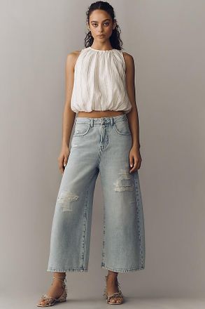 Pilcro Lyra High-Rise Crop Wide-Leg Distressed Jeans