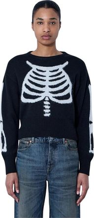 Vaquera Skeleton Sweater - Dames - Ronde hals truien - Zwart - M - Wol - Truien & Vesten