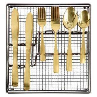 Gibson Home Abbeville 41 Piece Stainless Steel Flatware Set with Wire Caddy in Metallic Gold at Nordstrom